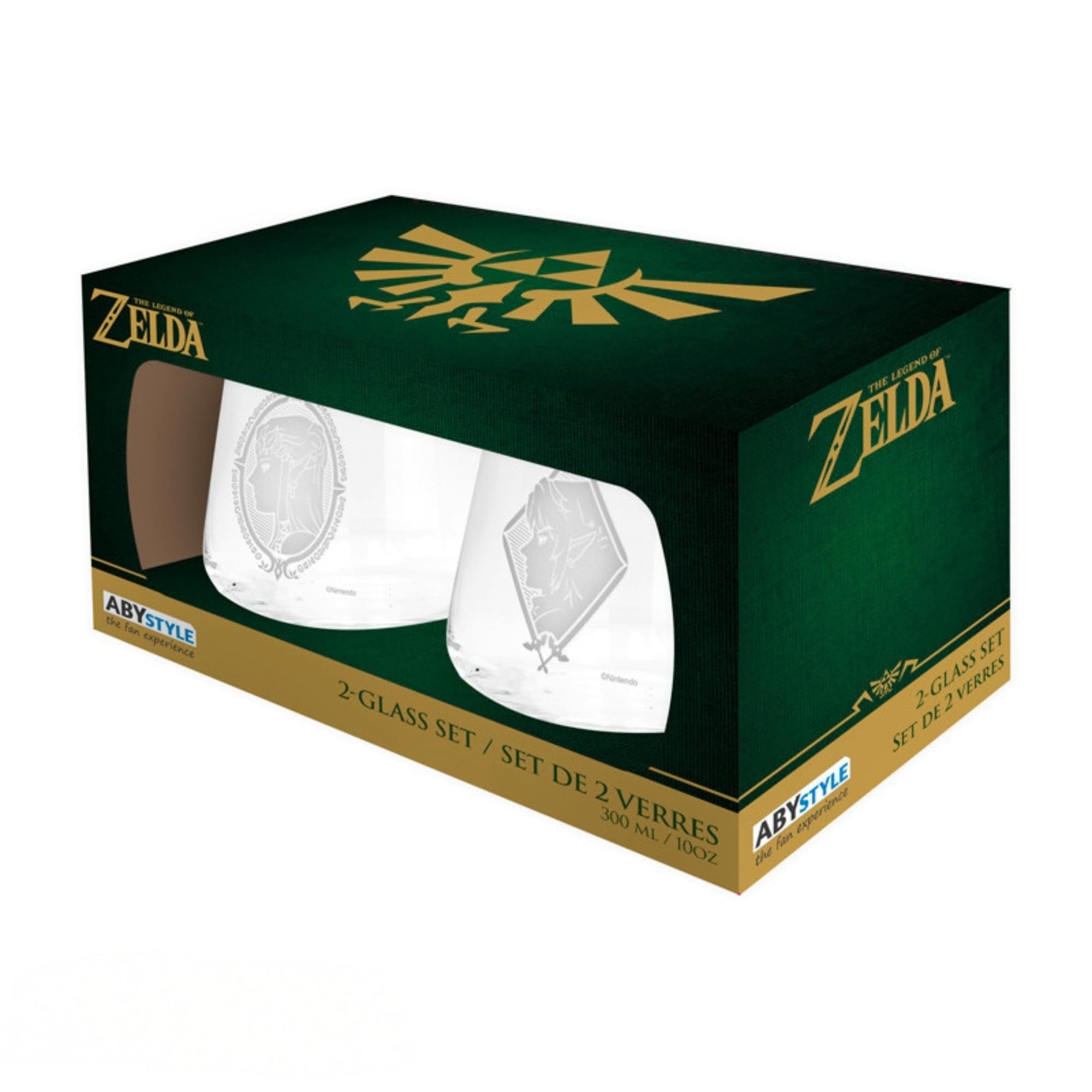 ABYSTYLE The Legend of Zelda Zelda & Link - Juego de 2 vasos | Cristal Zelda | Vaso | Mercancía de la leyenda de Zelda | Regalos de Zelda