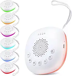 Ruído Branco para Bebês e Adultos, Máquina de Som para Dormir com 20 Sons Relaxantes, Luz Noturna LED 7 Cores
