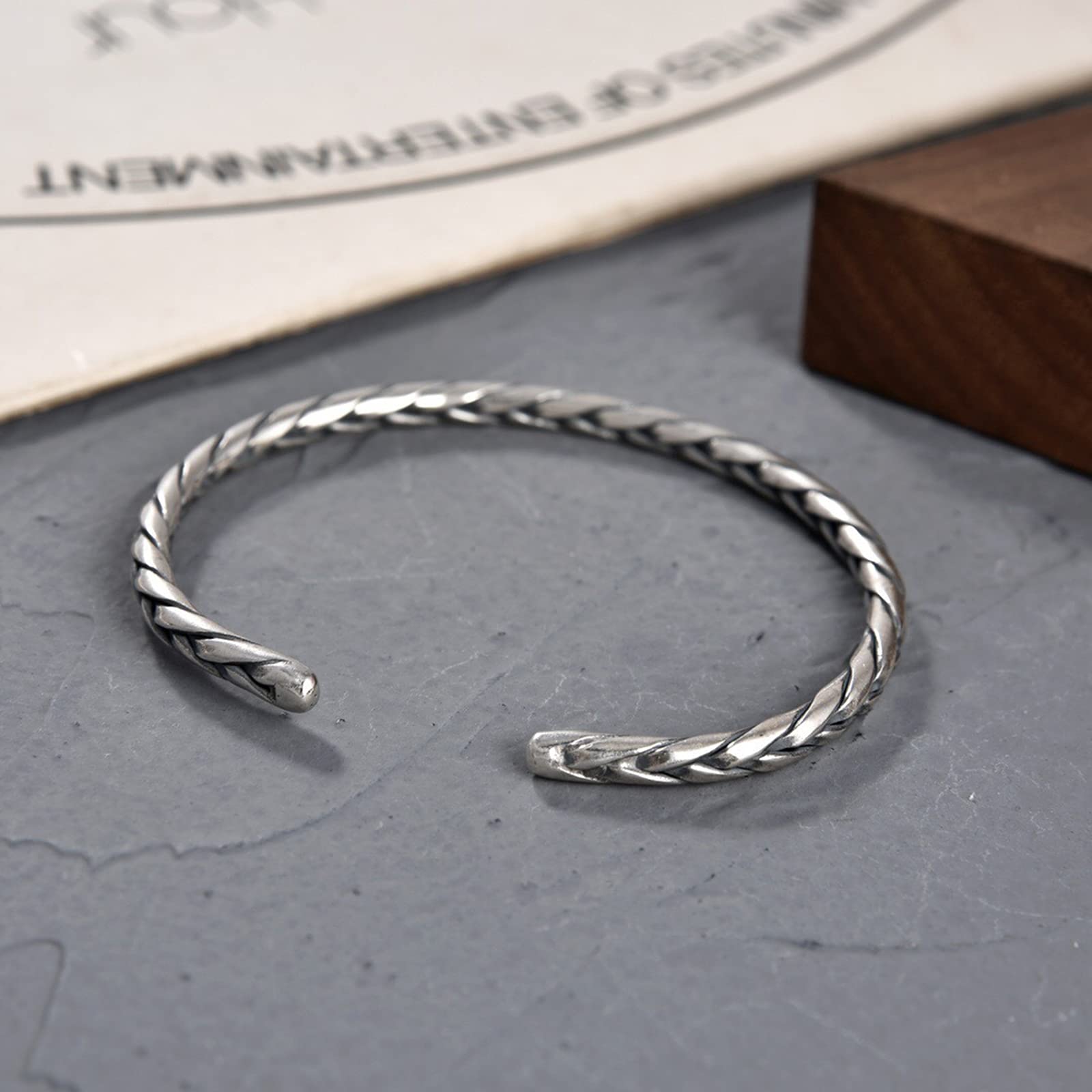 LYGXWJFC Mode Armreif Frauen Männer Schmuck Solide 925 Sterling Silber Weben Armreif Geschenk