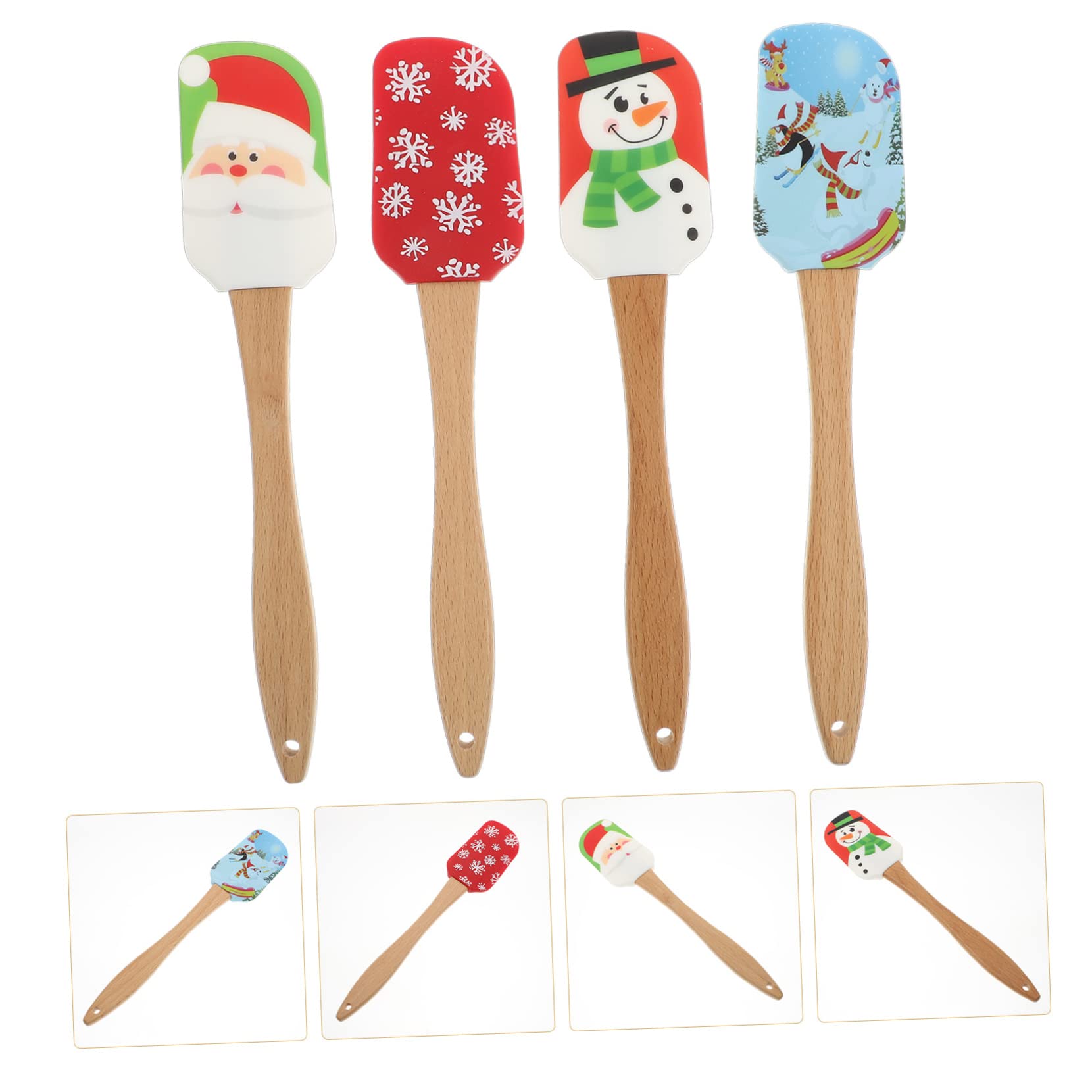 ULTECHNOVO Espátulas de Silicona Diseño Ergonómico Juego de 4 para Repostería Navideña y Aptas para Uso Alimentario Color Aleatorio Ideales para Cocina en Casa y Restaurante