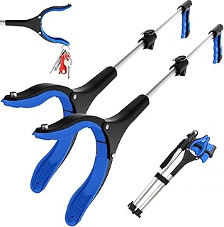 Grabber Tool 2 Pack, Long 32" Reacher Grabber Pickup Tool with 4" Wide Claw Opening, Strong Grip Magnetic Tip Lightweight Trash Picker Claw Grabber Reacher Tool Elderly Reaching