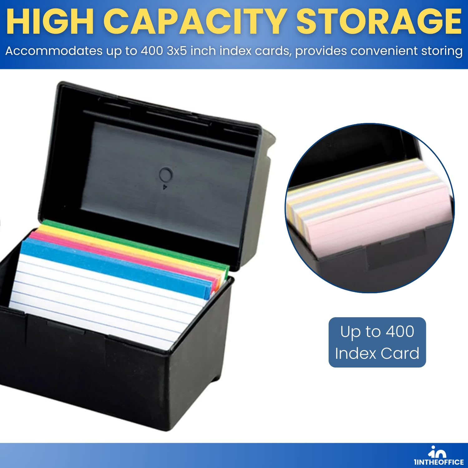 1InTheOffice Index Card Box 5x8 Index Card Holder, 400 Card Capacity Black  (2 Pack) : Amazon.co.uk: Stationery & Office Supplies