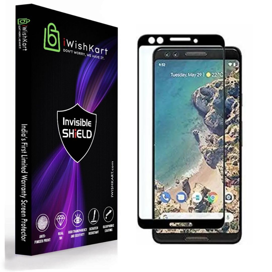 compatible with HiS Google Pixel 3 Tempered Glass [with warranty] screen protector guard Full Edge to Edge 9H Full Glue FHD with Easy Installation kit (pixel3)