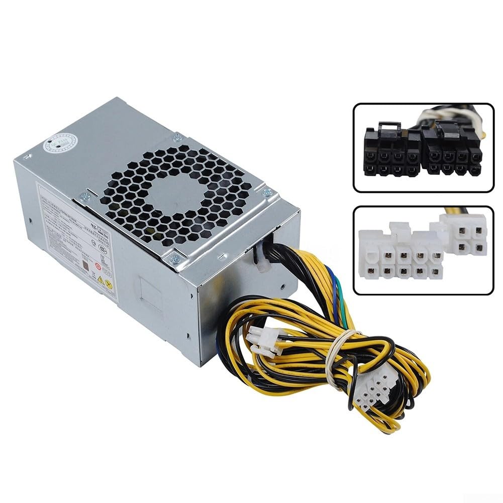 Minhe Alimentatore TFX da 500 W per interfaccia Erazer D215 (00PC745), 10P+4P+8+8pin, compatibile con desktop M310 M410 510S M510, metallo argentato