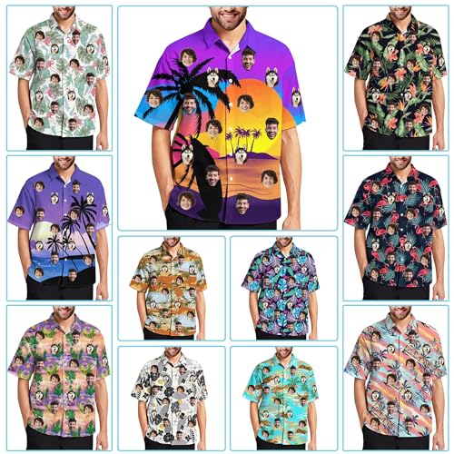Custom Hawaiian Shirt with Pet Face Men Personalized Funny Hawaiian Shirts Tropical Floral Short Sleeve for Beach3
