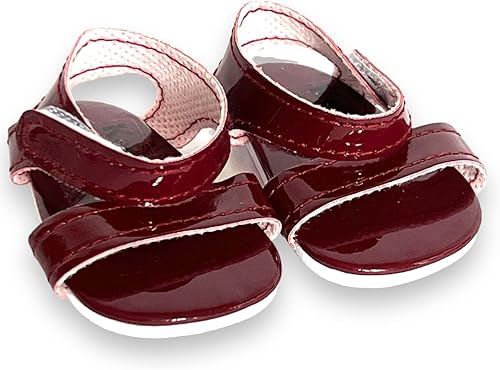 MBD Sandalias de muñeca de 18 pulgadas para muñecas Kennedy y Friends y otras muñecas de 18 pulgadas (rojo oscuro)