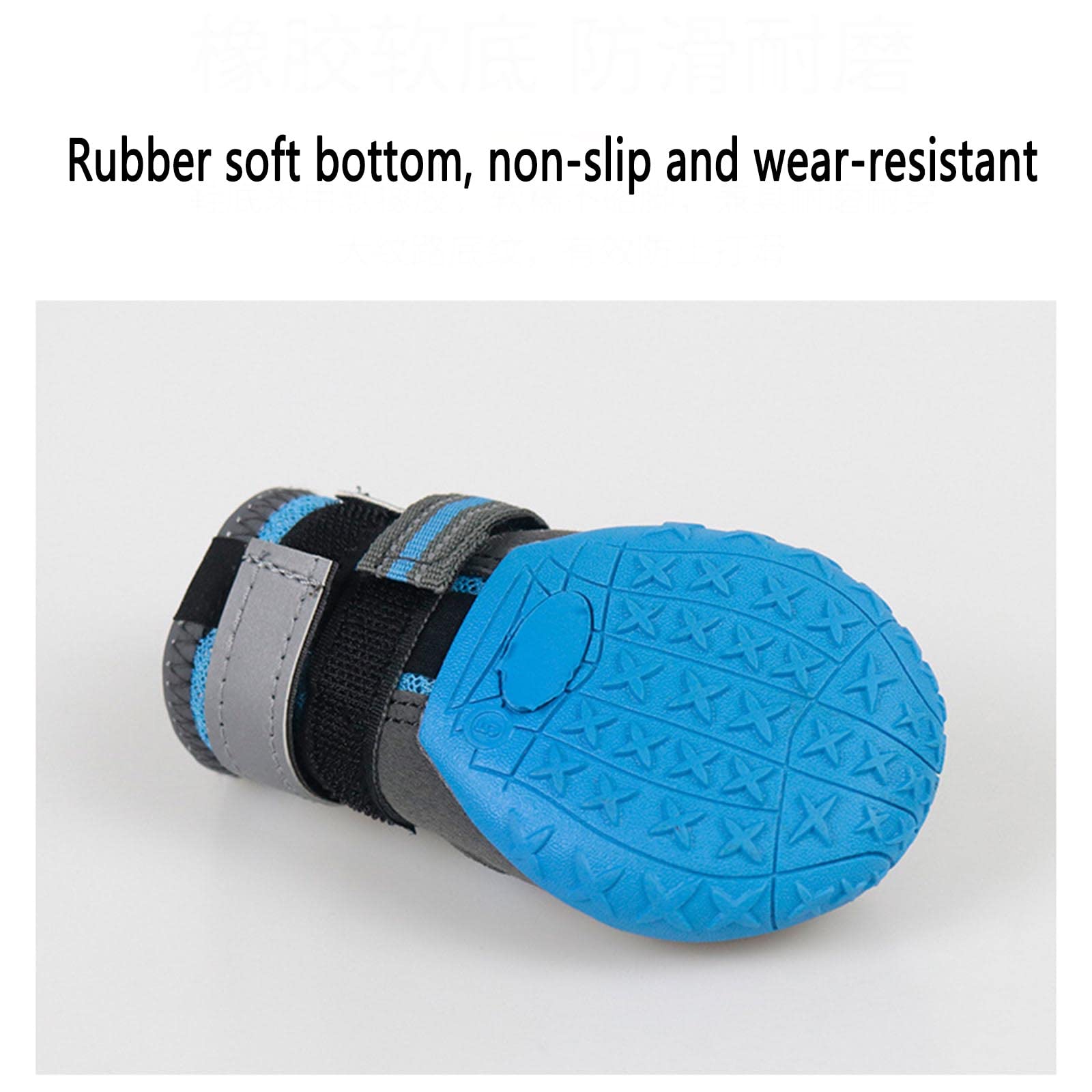 JUSHZ Hundeschuhe Wasserdicht Pfotenschutz Dog Shoes Hund Schuhe Für Große Hunde Atmungsaktiv Puppy 4er-Set Laufschuhe Haustiere Sommer Atmungsaktiv Verschleißfest rutschfest (2,Blue)