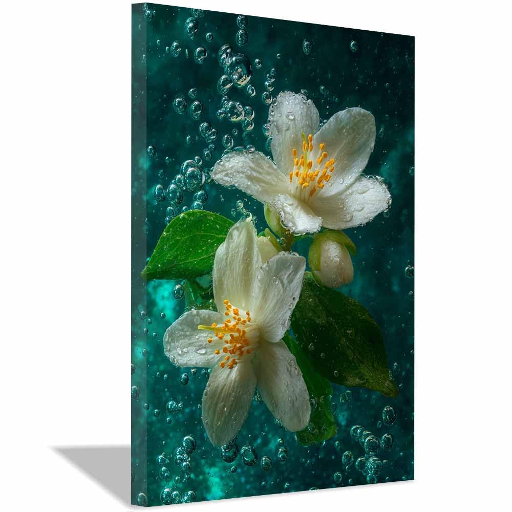Hoqiu Multicolor Flowers Wall Canvas Jasmine Underwater Scene Artwork, Wall Decoration Living Room Bedroom Hallway Stairs Decoration.(Multicolor)-70X100cm Framed