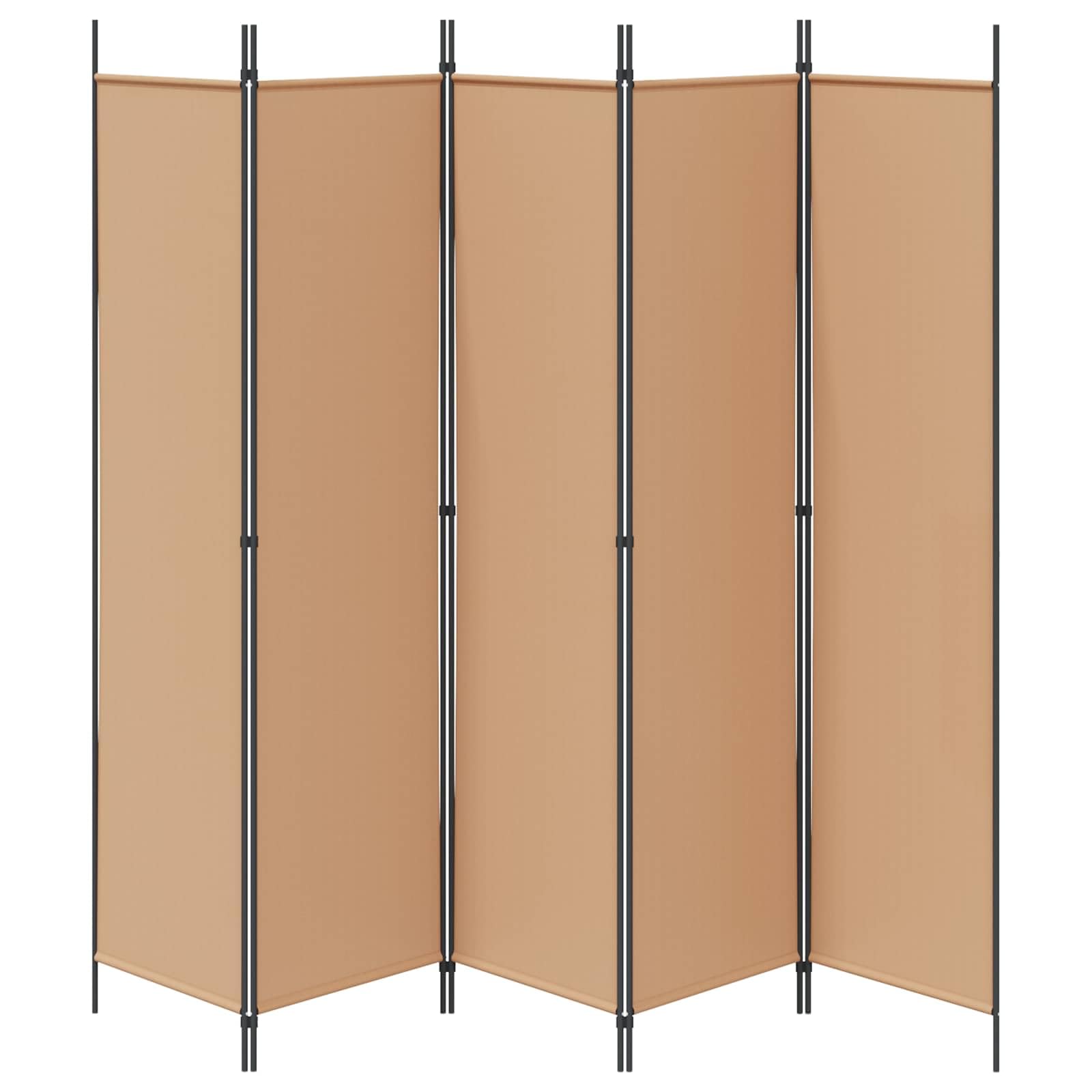 Paravent 5 Panneaux Beige 250 x 200 cm Tissu Pliable séparation intérieure cloison Mobile écran Moderne décoration Chambre Salon Bureau avec Pied roulettes