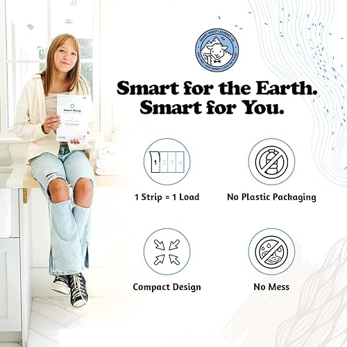 Miniatura 2 de Smart Sheep - Tiras de lavandería - 48 cargas - Tiras de detergente para ropa - Tiras de detergente para pieles sensibles - Prácticas ecológicas y