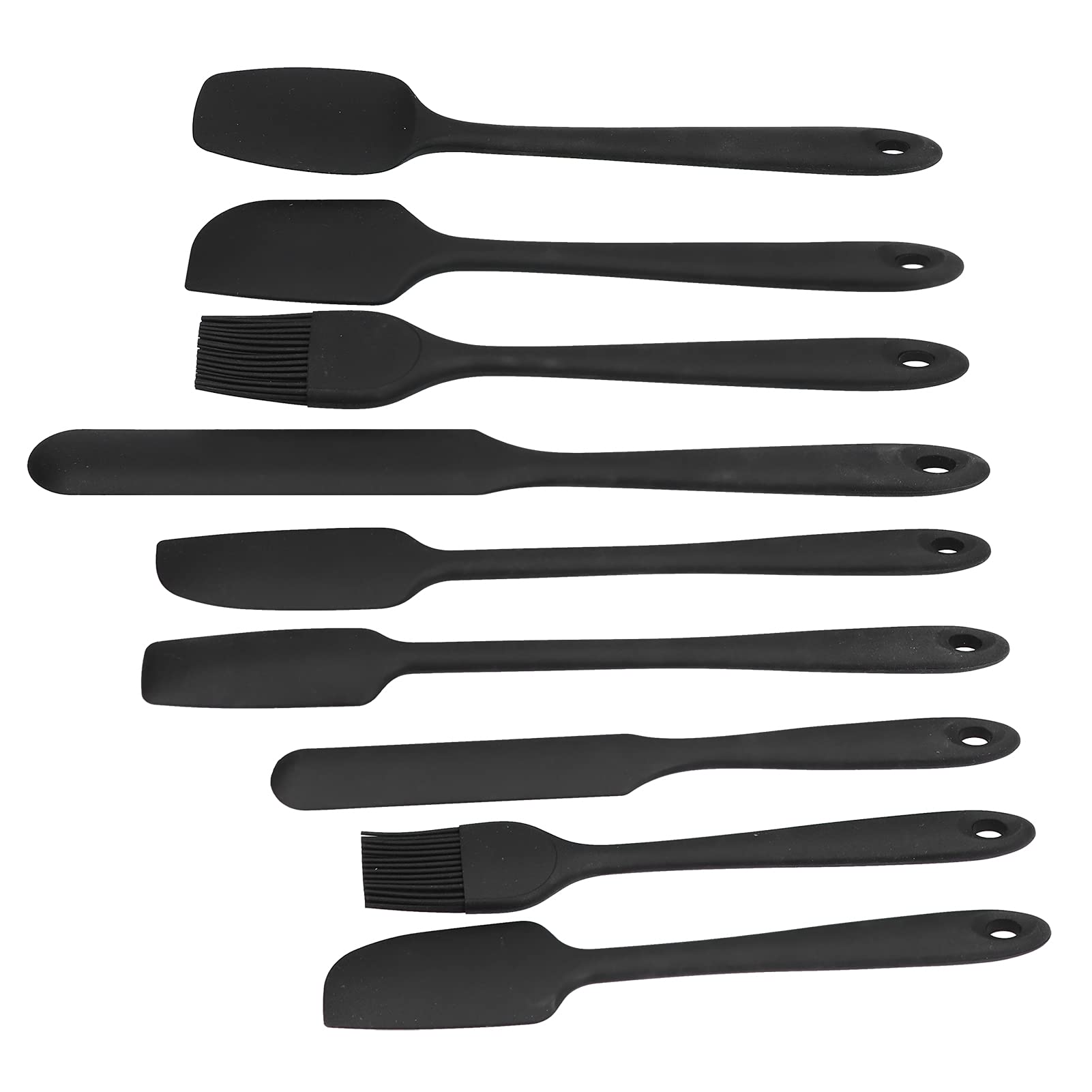 9 Pezzi Mini Spatole Set Flessibile Tenuto in Mano Marmellata Torta Crema Pennello da Utensili da Utensili da Forno Professionali per Ristoranti Domestici Silicone Nero 650g