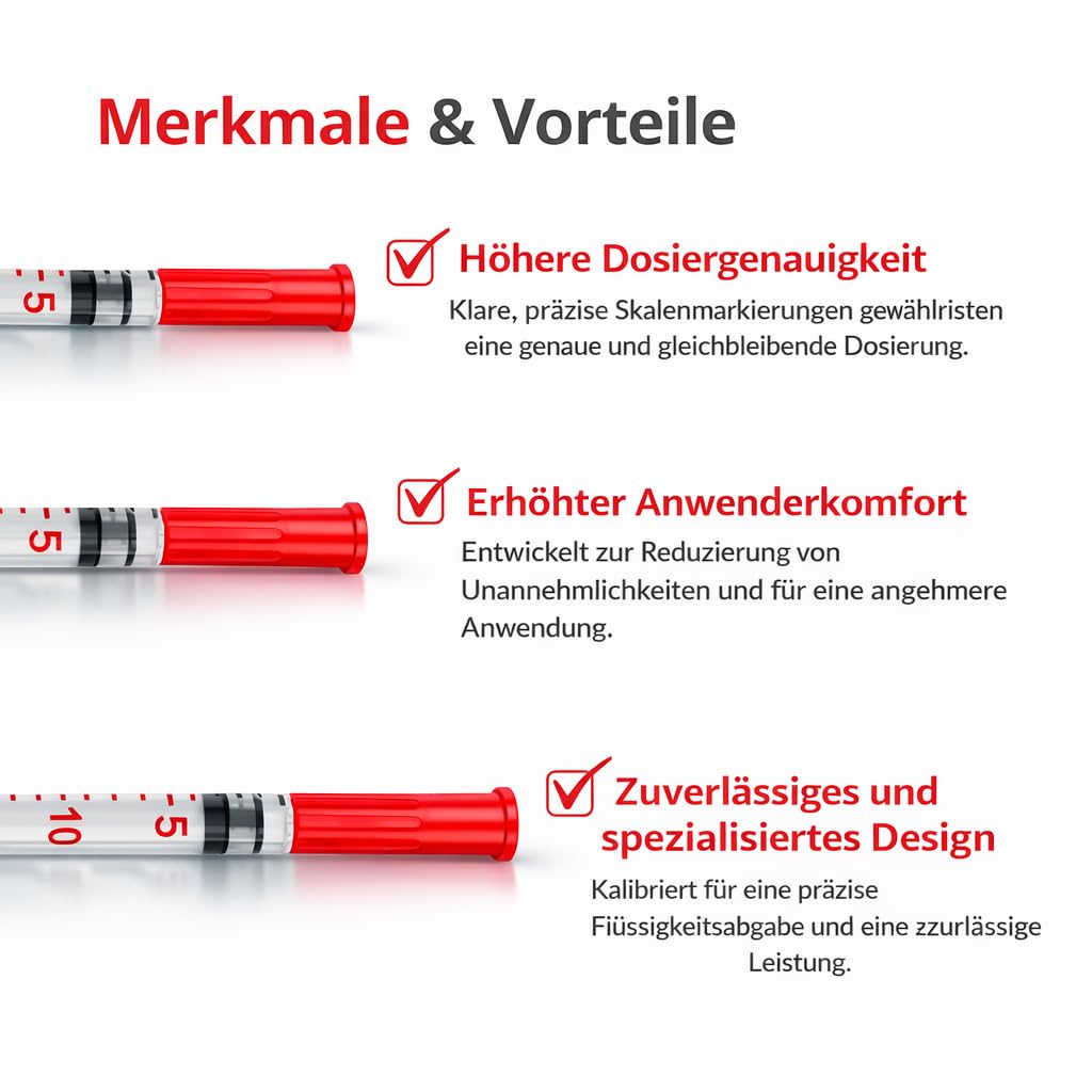 100 Stück 0,5 ml U40 Präzisions-Dosiertubes 30G x 1/2" (0,3 x 12,7 mm), einzeln verpackt für Tierpflege und Laboranwendungen
