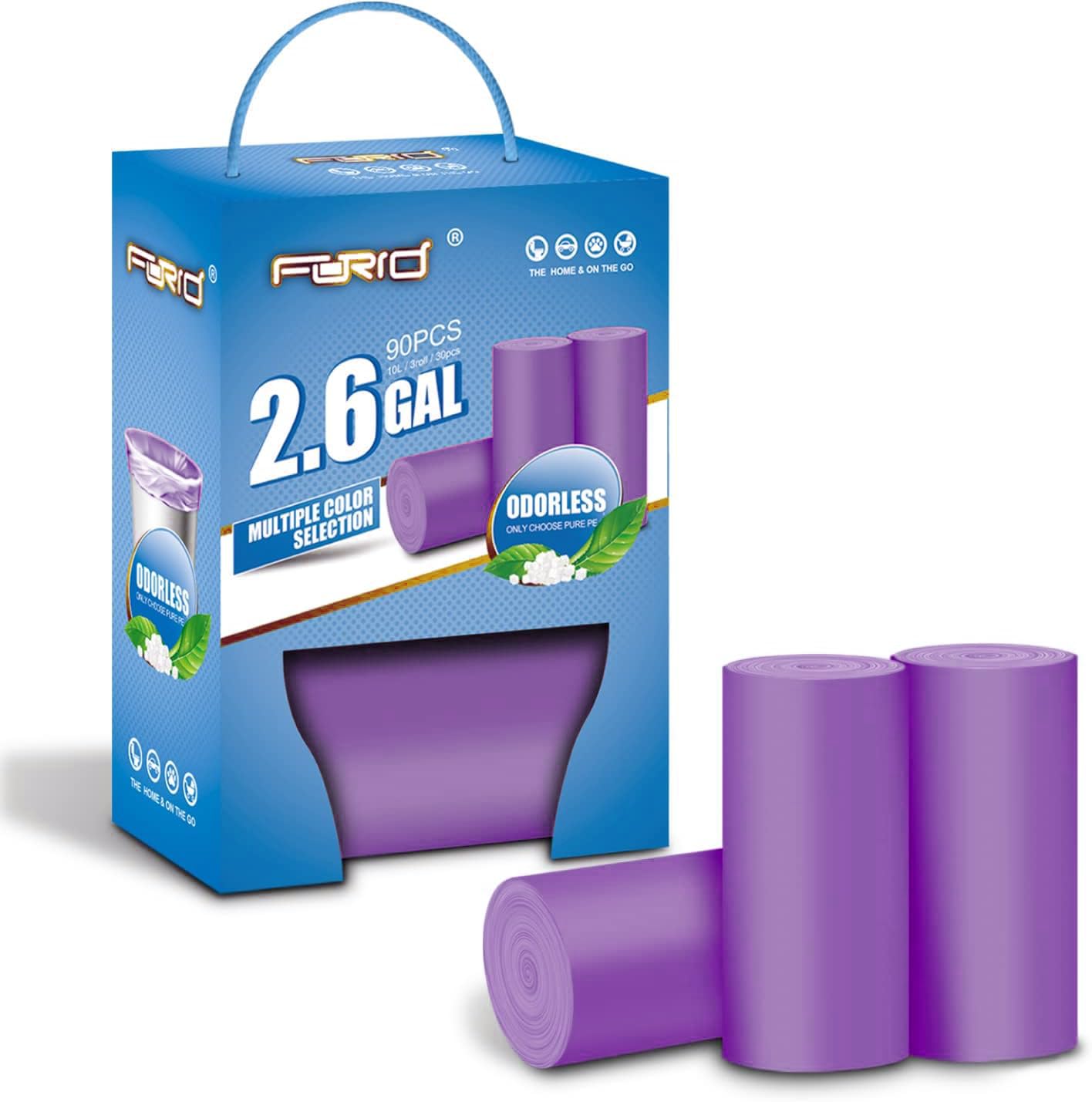 Small Trash Bags - 2.6 Gallon Garbage Bags FORID Bathroom Trash Bag for Bedroom Home Kitchen Office - 90 Count Colored Durable Unscented Small Garbage Bag Trash Can Liner For Garbage Can