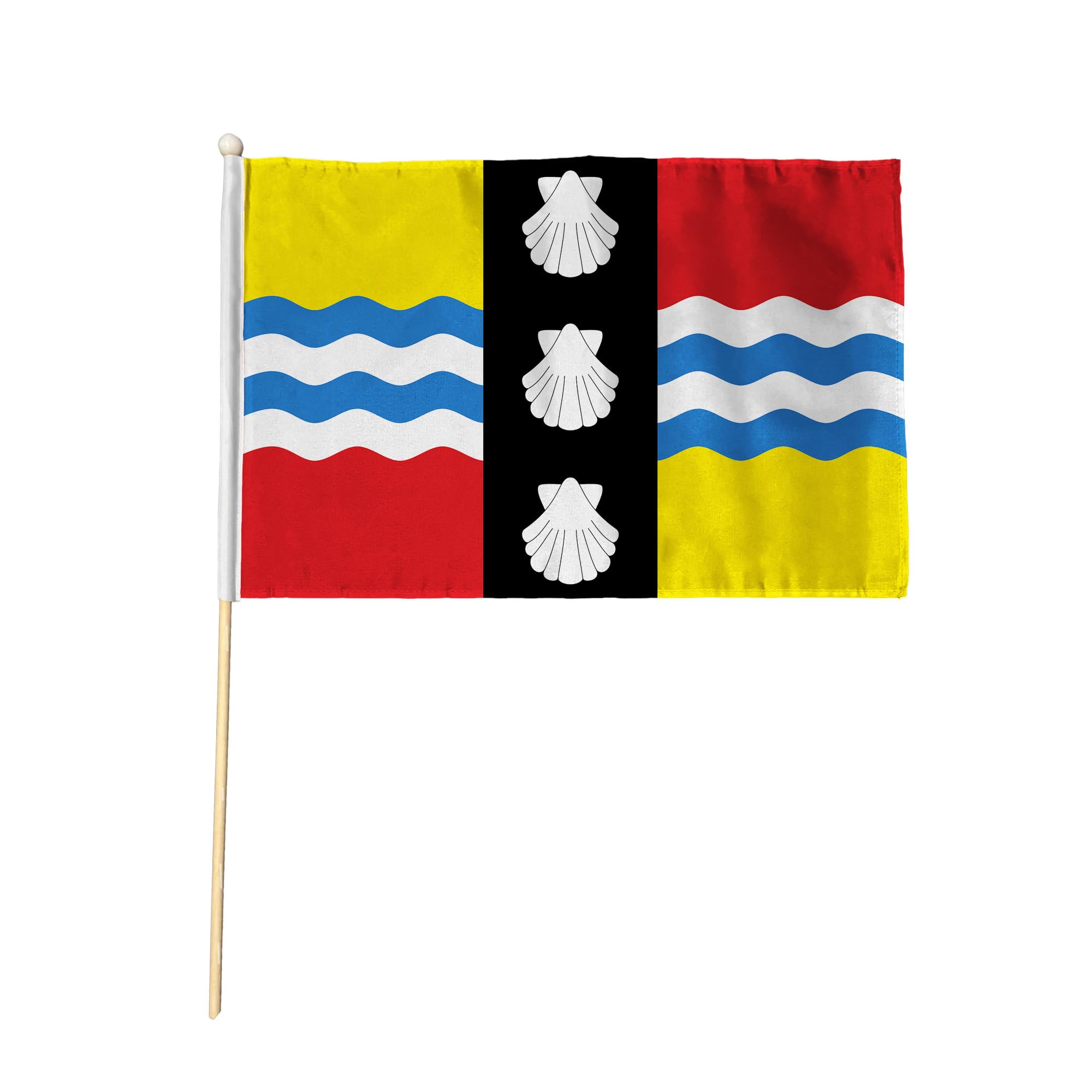 Flagtex Bedfordshire New Pack of 2 Hand Waving Flag (9x6 Inch) - Premium Wooden Stick Hand Flag 9x6 Inch Natural Wood Pole Beds County Flag Events Parades Celebrations