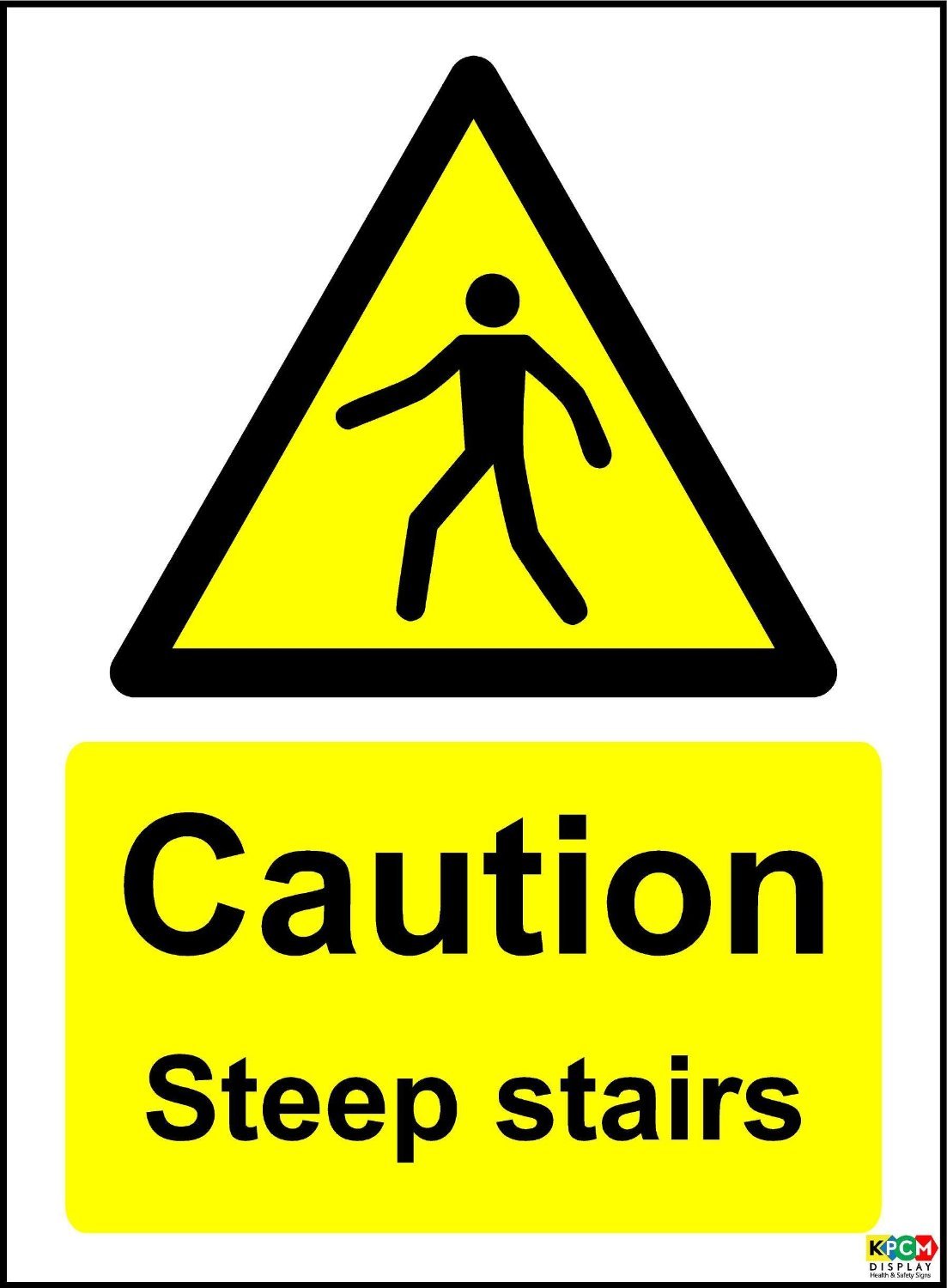 Caution Steep Stairs Safety Sign - 1.2mm Rigid Plastic 200mm x 150mm