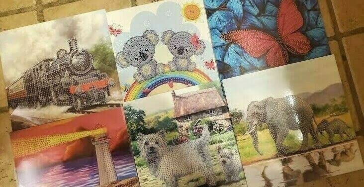 CCK-2021MAR Set: Set of 6 Crystal Art Card Kits, Assorted Cards, DIY