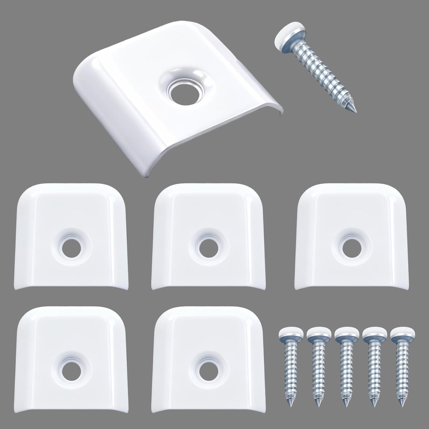 6PCS RV Trim End Caps Vinyl Trim Strips White Flat End Cap,Aluminum