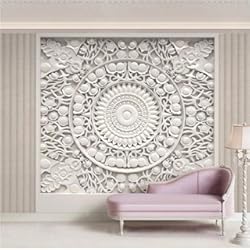 Paredes 3D En Yeso Papel pintado mural adhesivo de pared Papel tapiz personalizado Decoración para el hogar Estilo europeo Yeso blanco Tallado Alivio estereoscópico 3D Sala de estar TV Fondo Mural De Parede