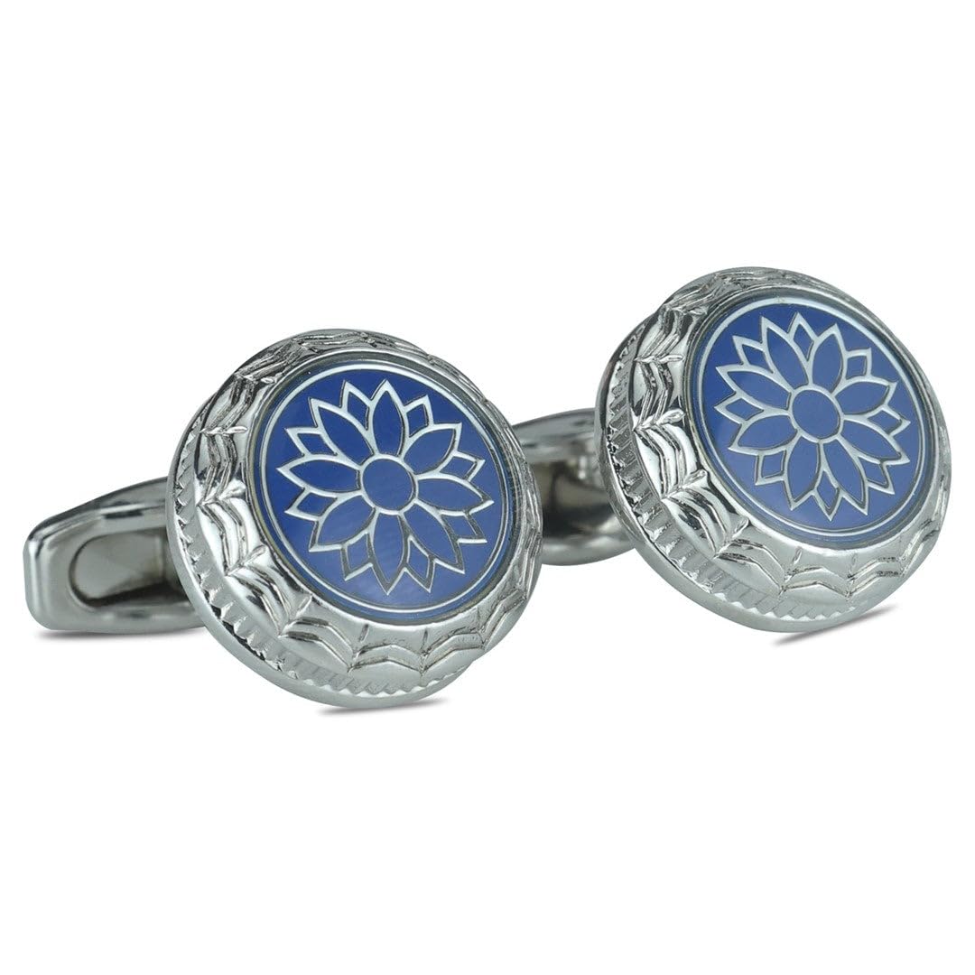 kavove Azure Bloom Blue Cufflinks For Men-picture-10