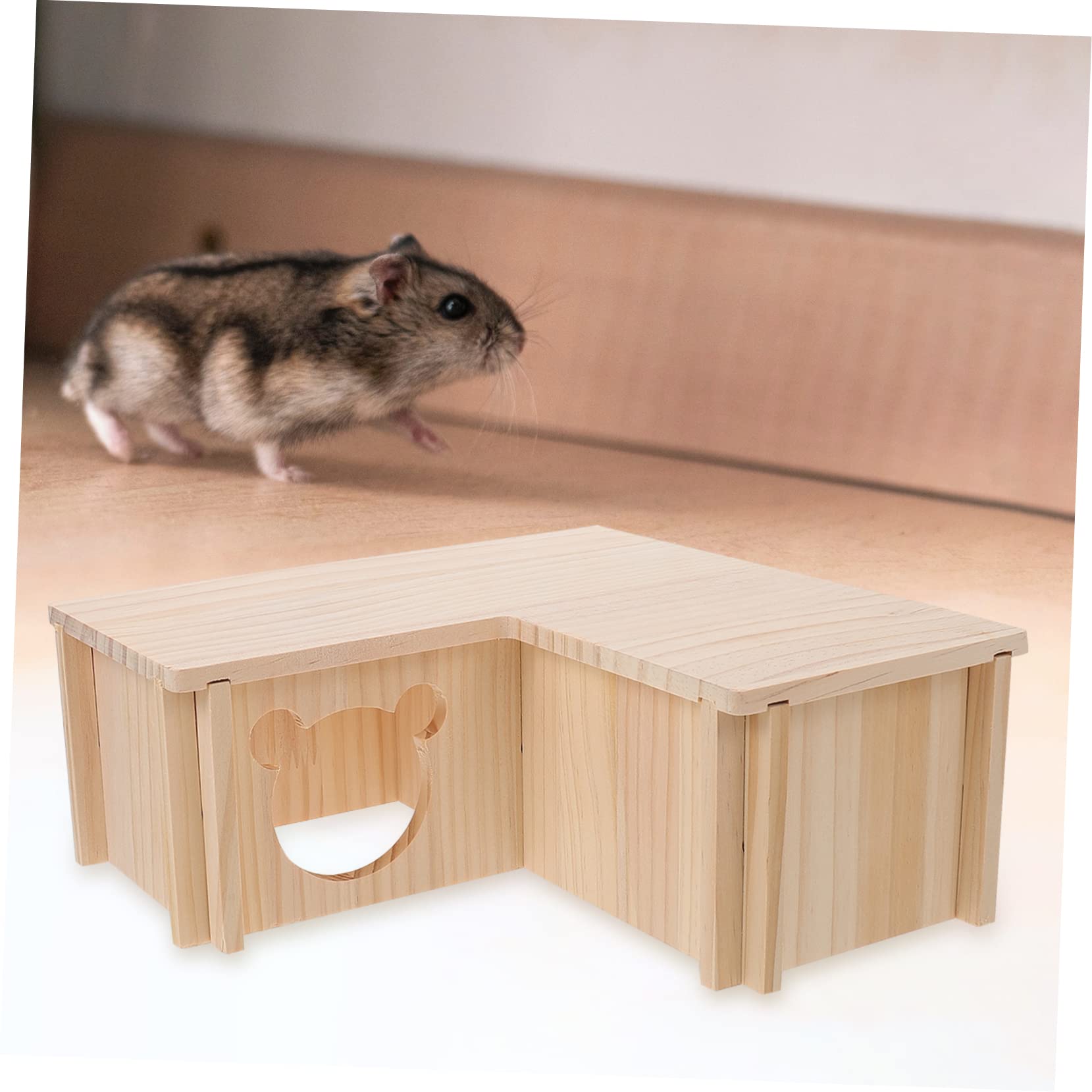 POPETPOP 1Pc Wooden Hamster Hideout House Cozy Decorative Pet Nest for Animals Plaything for Resting and Sleeping Present for Hamster Lovers