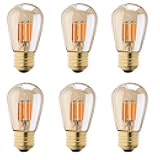 Lxcom Lighting 6 Pack Dimmable Vintage LED Edison Light Bulbs 3W Edison Light Bulbs 30W Equivalent Warm Yellow 2200K E26 E27 Medium Base ST45 Amber Glass Decorative Bulbs, AC110V