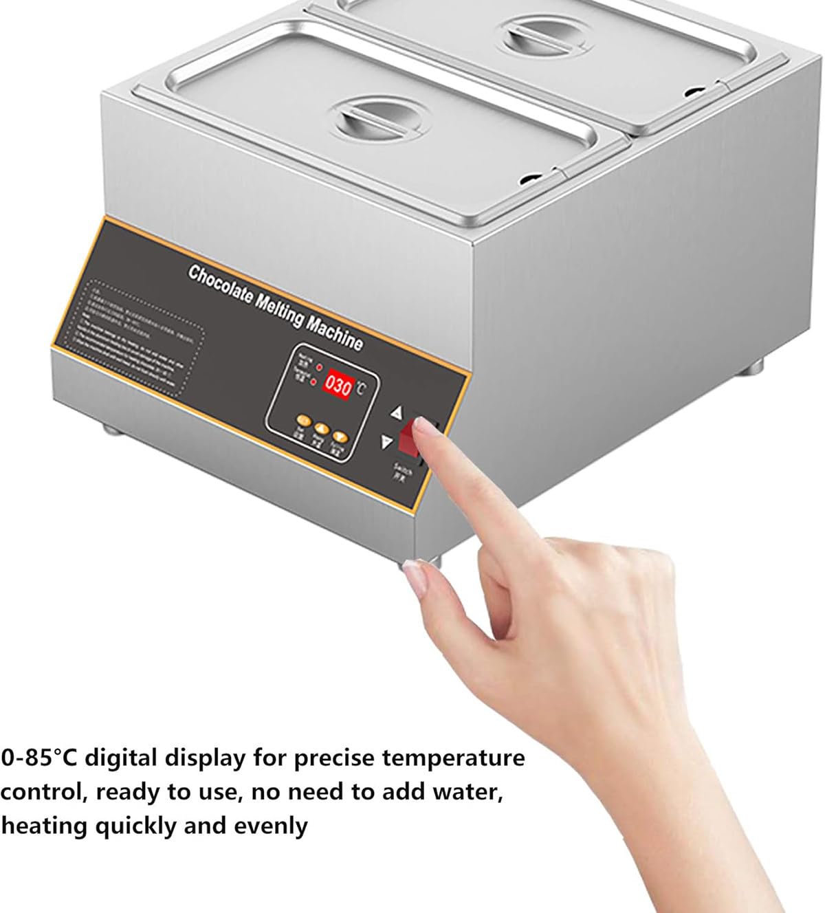 Temperatrice elettrica Commerciale per Cioccolato da 500 W, scioglitore di Cioccolato, temperatrice a Temperatura costante e a Risparmio energetico, 2grid