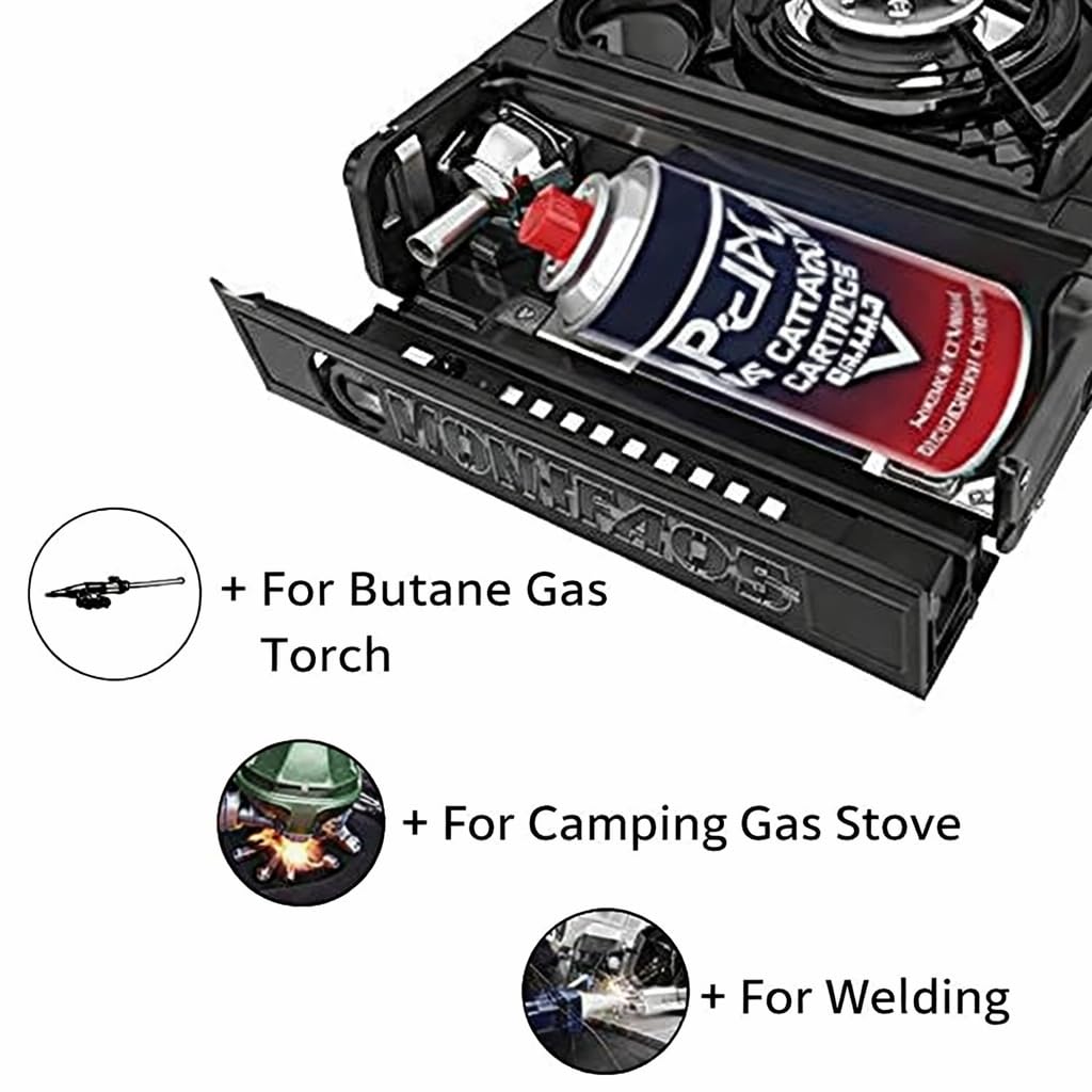 POWER COOK Butane Gas Portable High Pressure, Butane Can for Torch Flame Lighter, Welding Torch, Small Stove, Camping Stove Refiller 225g (pack of 4) 4