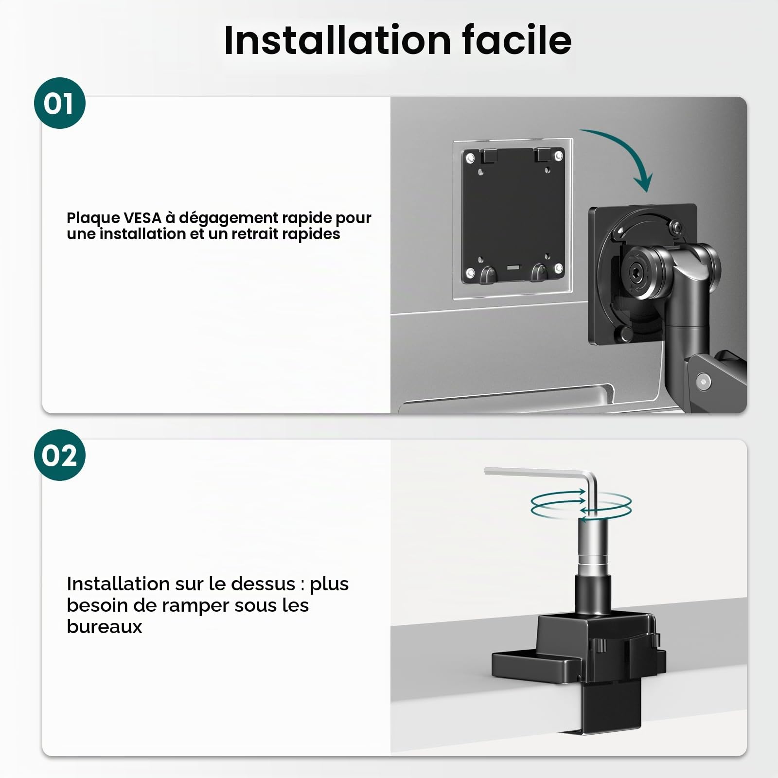 Support Ecran PC pour 24-57 Pouces écran Plat et Incurvé,Max.27 kg