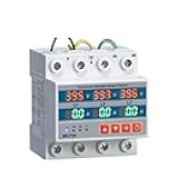 CZKE Over & Under Voltage Protector 380V 63A Adjustable Dual Digital Din Rail Relay Surge Limit Over Current Protection Three-Phase (Color : 4P, Size : 63A)