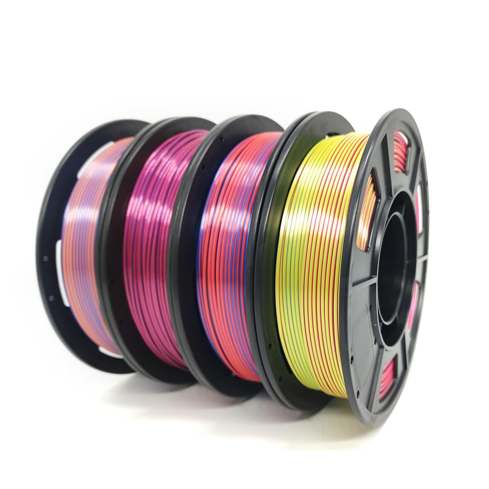 YOUSU 3D Printer Silk PLA Filament - Triple Color, 1.75mm, 250g x 4 Pack