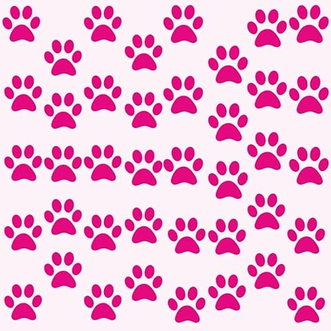 40 Bright Pink Paw Print Stickers for Various Surfaces Cover