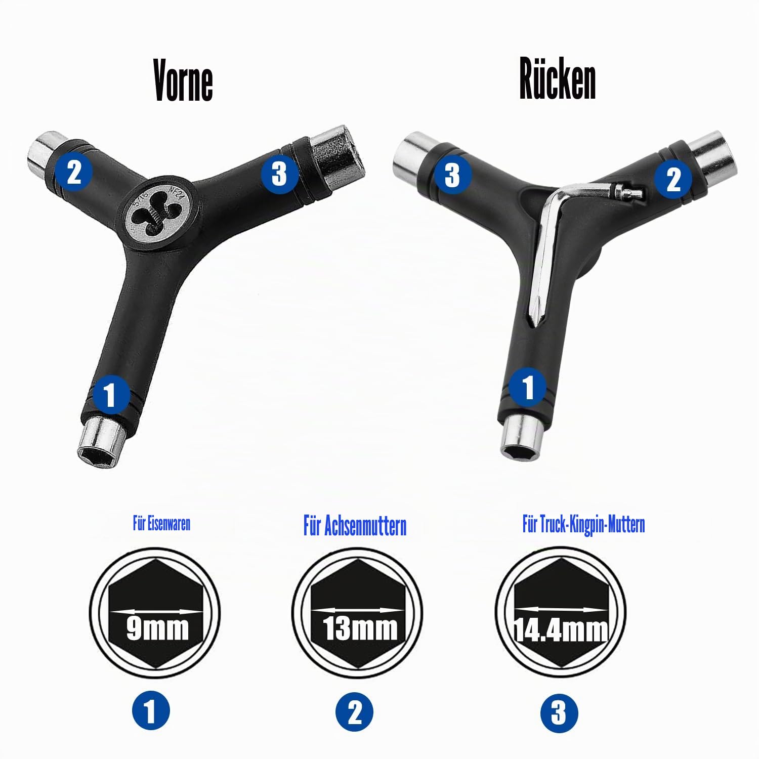 15 stücke All-In-One Skate Tools Multifunktions Tragbares Skateboard Y-Tool Zubehör mit Inbusschlüssel Hex Key Skateboard Zubehör, für Longboard Skate Scooter