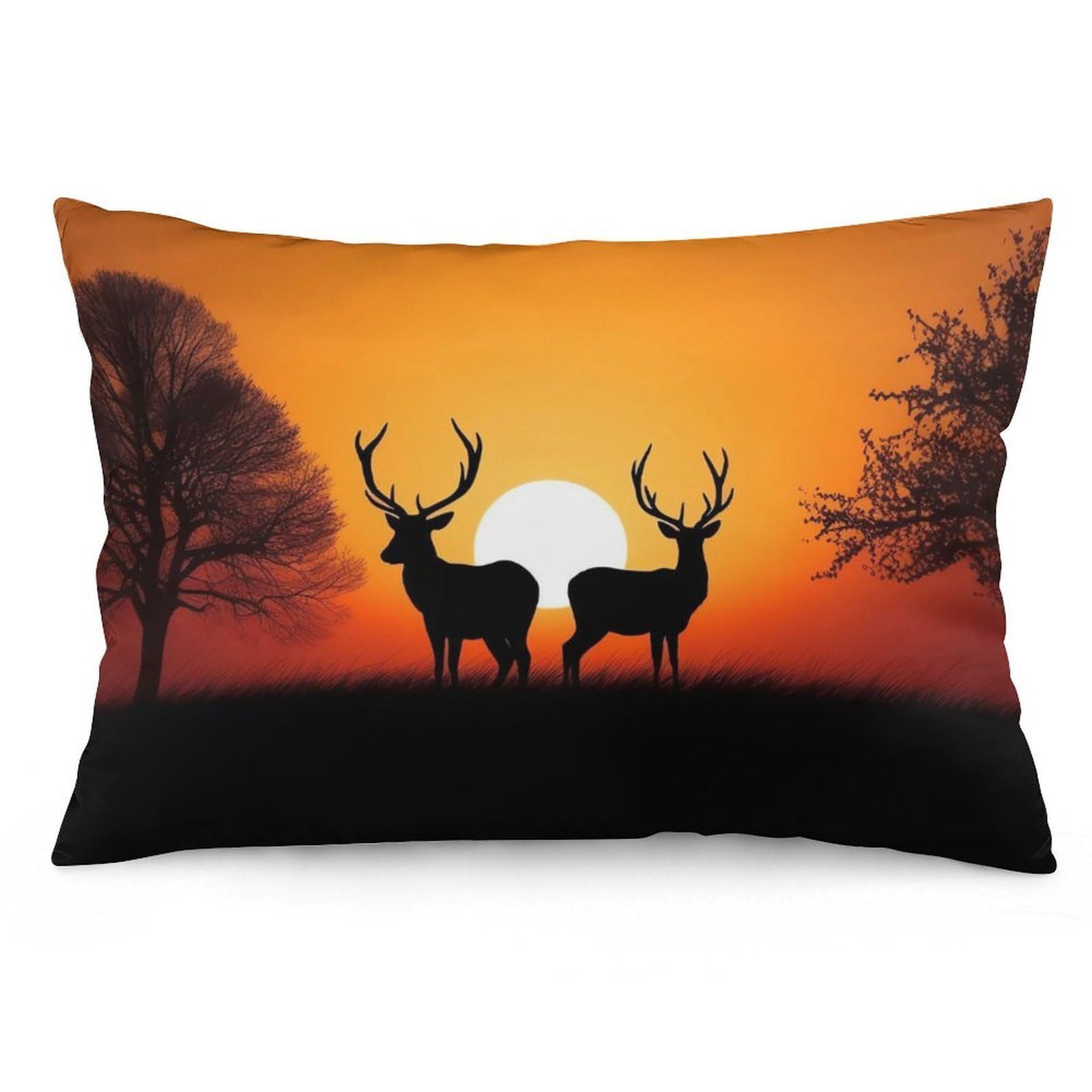 NTVOWPZO 2 Pack Decoration Throw Pillow Covers 20"x30" Pillowcases Covers Nature Sunset Deer Pillowcases Modern Farmhouse Home Decor Sofa Cushions Covers for Couch Bed Living Room