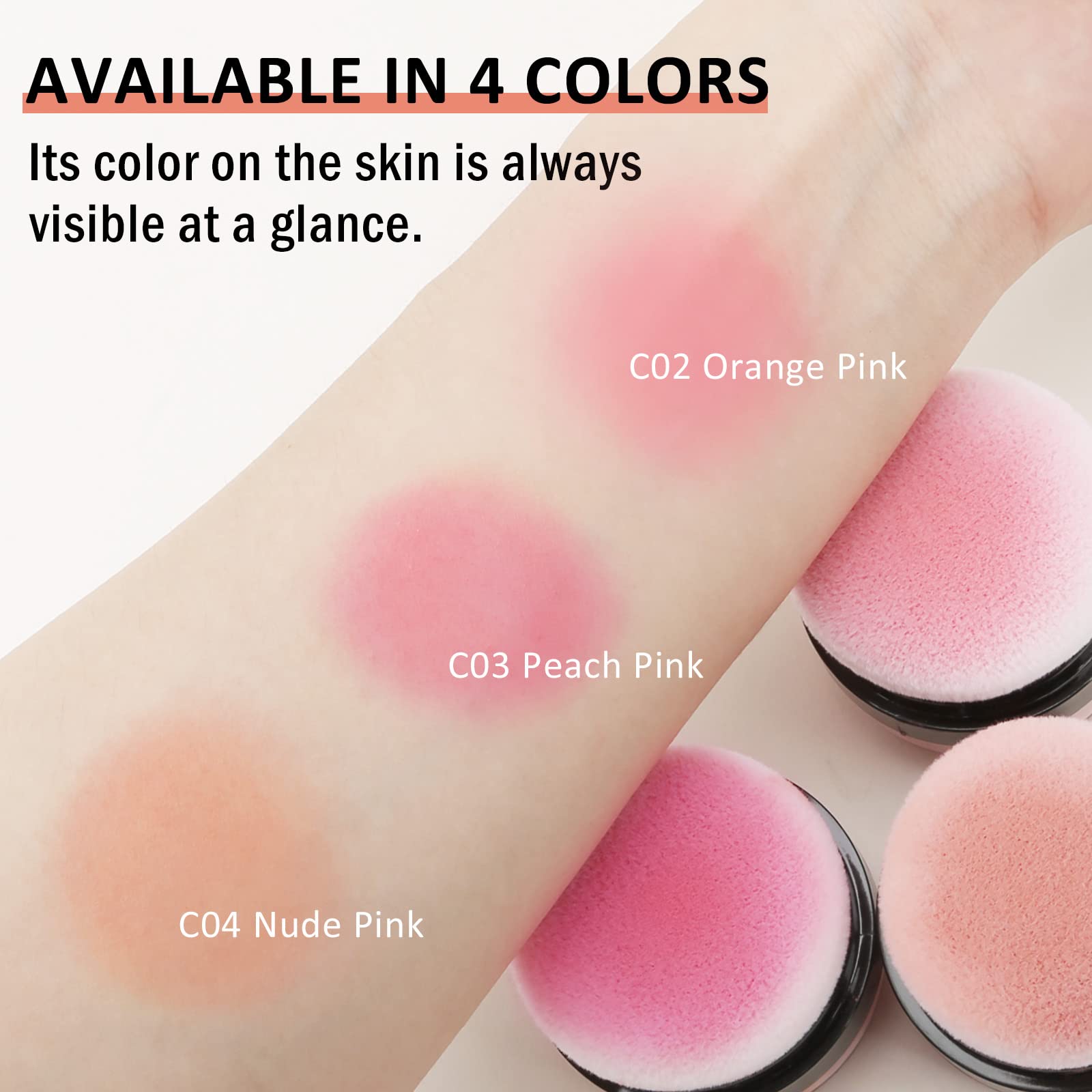 Boobeen Blush poudre libre, Blusher naturel pour les joues, Blush hautement pigmenté, maquillage facile à estomper, à porter tout au long de la journée.