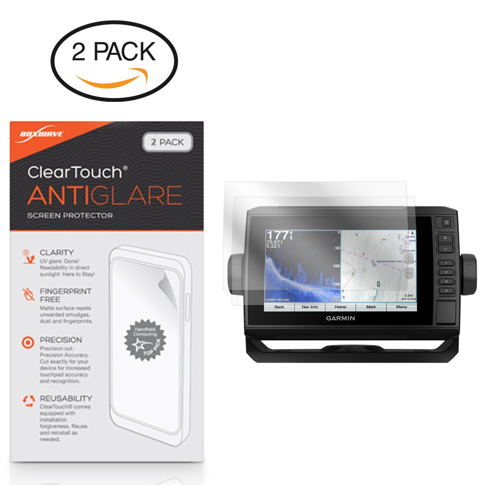 BoxWave Screen Protector Compatible with Garmin echoMAP Plus 74cv - ClearTouch Anti-Glare (2-Pack), Anti-Fingerprint Matte Film Skin