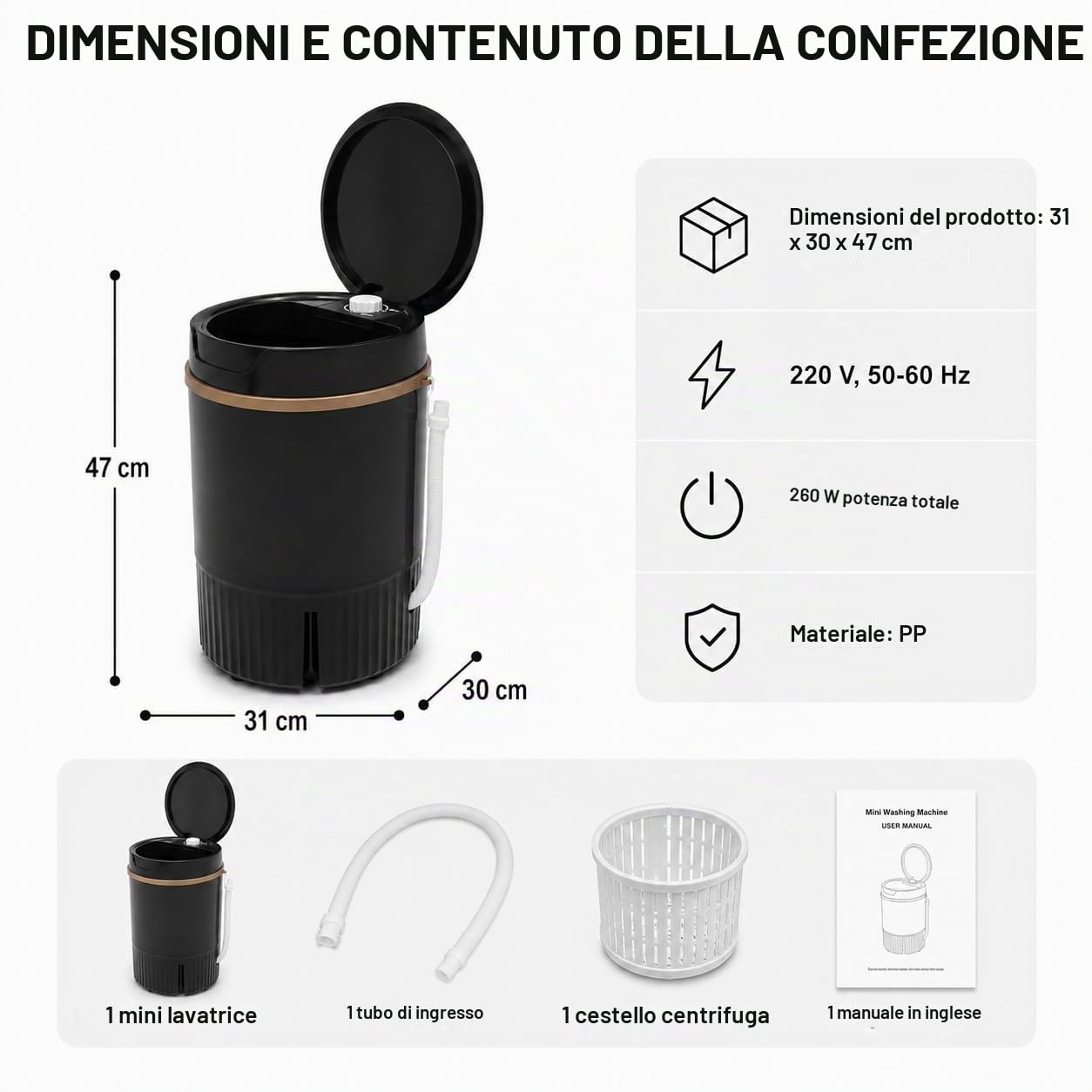 Lavatrice Portatile Mini Lavatrice 4,5L Lavatrice Da Campeggio Con Centrifuga E Cesto Di Disidratazione Lavatrice Piccola Lavatrice Da Viaggio,Usato Per Famiglie, Alberghi, Campeggi