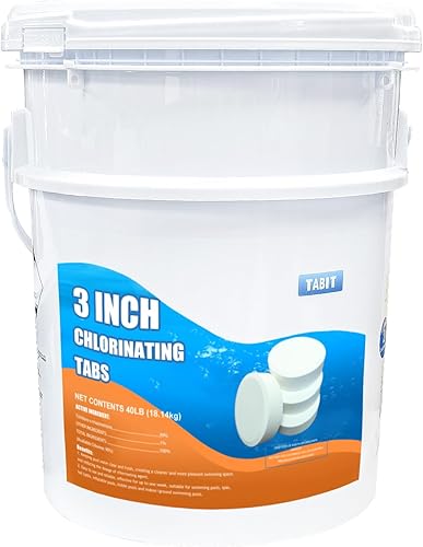 Chlorine Tablets 3 inch 5 Pounds, TABIT Swimming Pool Long Lasting Chlorinating Tablets, Slow Dissolving, Tri-Chlor for Swim Pool, Hot Tubs, Spa