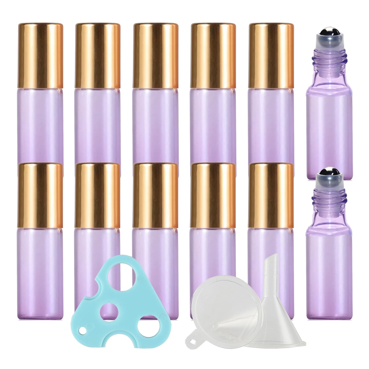 48 Pezzi Viola Bottiglia da 5 ml Roll On Vuoto Portatile Oli Essenziali Bottiglie in Vetro Per Profumi, Liquidi, Oli Essenziali