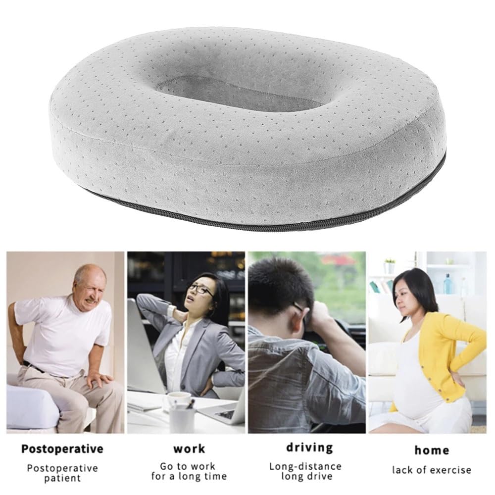 Cuscino per Sedie Cuscino ad anello a ciambella in memory foam Cuscino in peluche a ciambella Cuscino per sedia da pavimento Cuscino per sedile per auto Cuscino antidolorifico cuscino sedia ufficio(Na