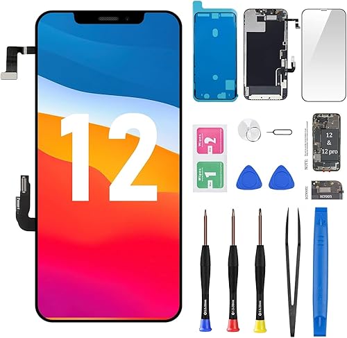 Para iPhone 12/12 Pro Reemplazo de pantalla de 6.1 pulgadas con altavoz de oído y sensor de proximidad, 12pro 3D pantalla táctil LCD digitalizador