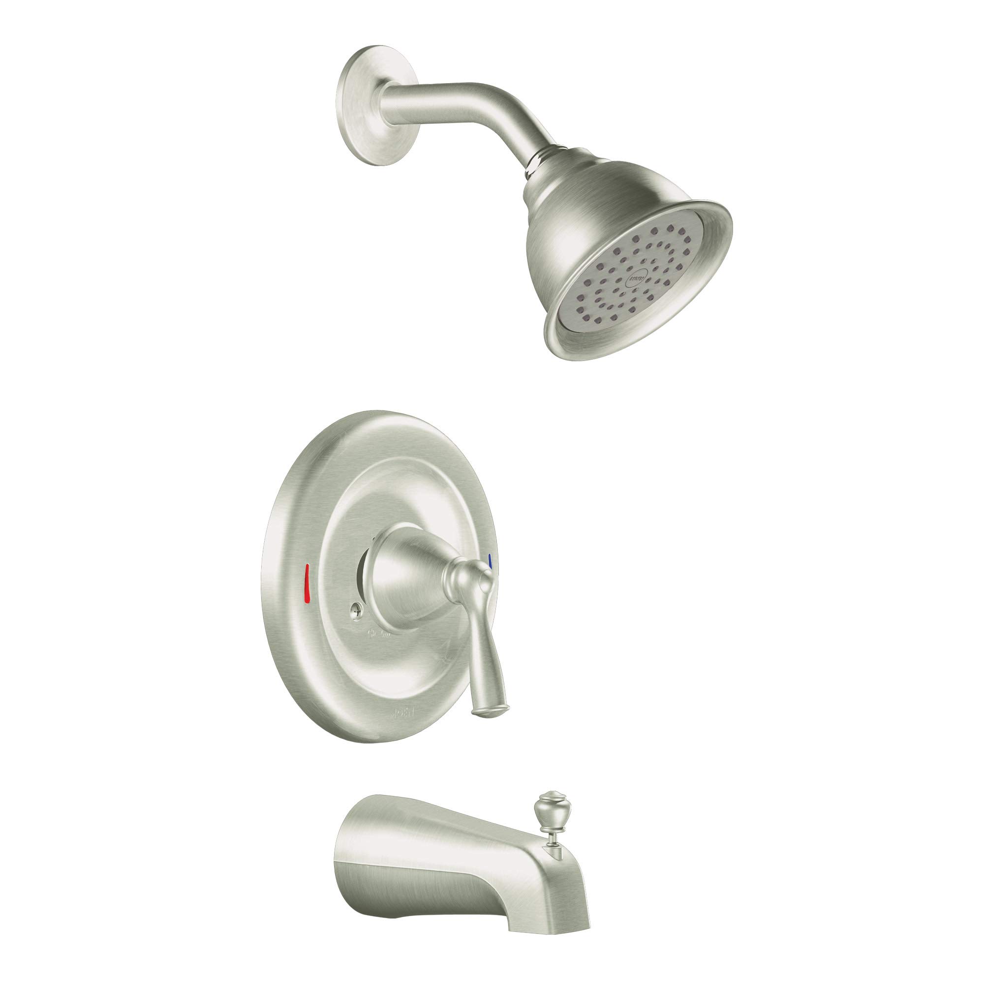MOEN/FAUCETS 82910SRN Bunbury 1 Handle Spot Resist Nickel Shower Head, 6.00 x 8.00 x 4.00", Spot Resist Brushed Nickel