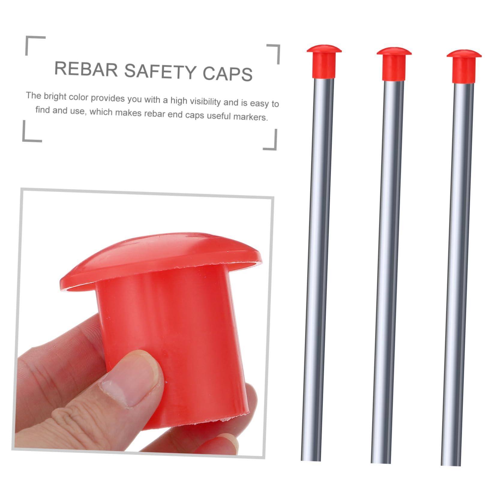 LIFKOME Tapas de Seguridad para Construcción Segura y Visible Paquete de 30 Piezas Cubierta Protectora en Forma de Hongo para Varillas de Refuerzo de Plástico Rojo