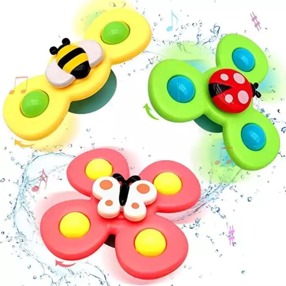 suction cup spinner toy spinner toy suction cup toy boy girl 3 pisc Dimple Suction Toy with Silicone Bubbles Release Stress and Anxiety Kids Suction Cup Toy Set for 1-3 Years Old Boys and Girls,