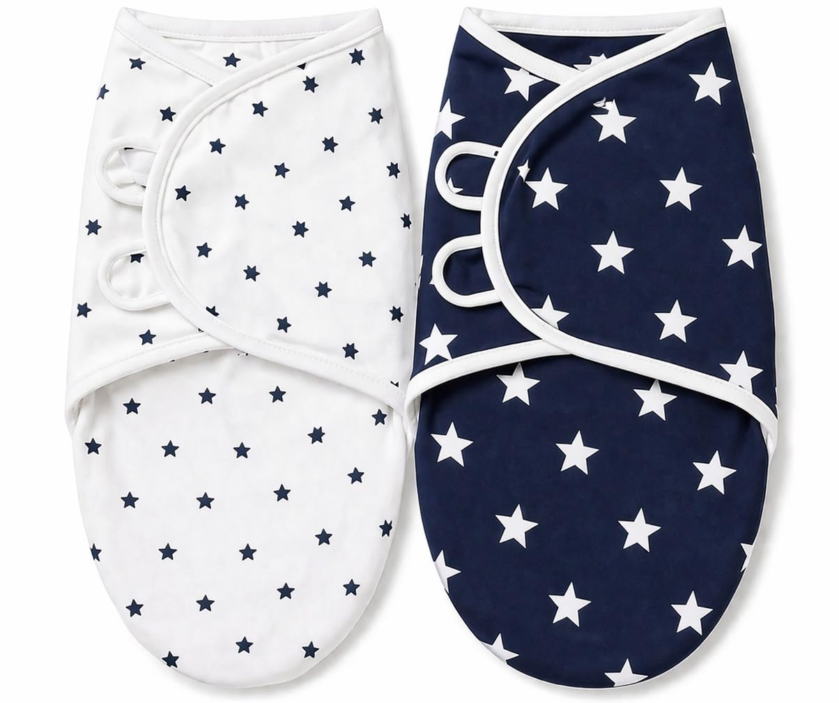 First Kick Baby Swaddle Wrap for New Born || Adjustable Swaddle for New Born Baby || 100% Cotton Soft Baby Blanket for 0-6 Months - Pack of 2 (Multi-Color, 200 GSM)-image-24
