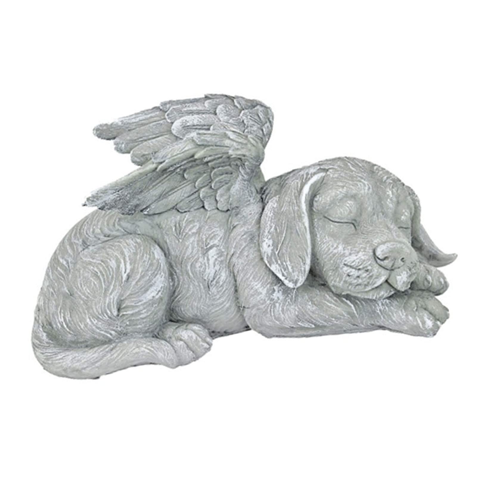 Estatua de Jardín para Mascotas, Estatua Conmemorativa Duradera de Resina para Mascotas para Dormir Al Aire Libre para Lápida Conmemorativa para Mascotas (Perro ángel)