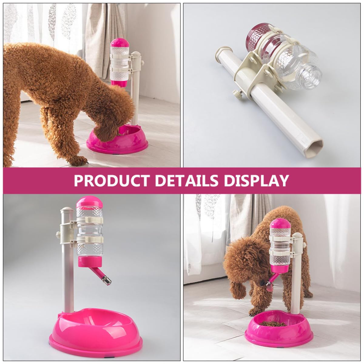 YARNOW Alimentador Automático para Mascotas Bebedero Visualizado de 500ml, Botella Desmontable de PP y PVC Adecuado para Perros Cuenco Elevable