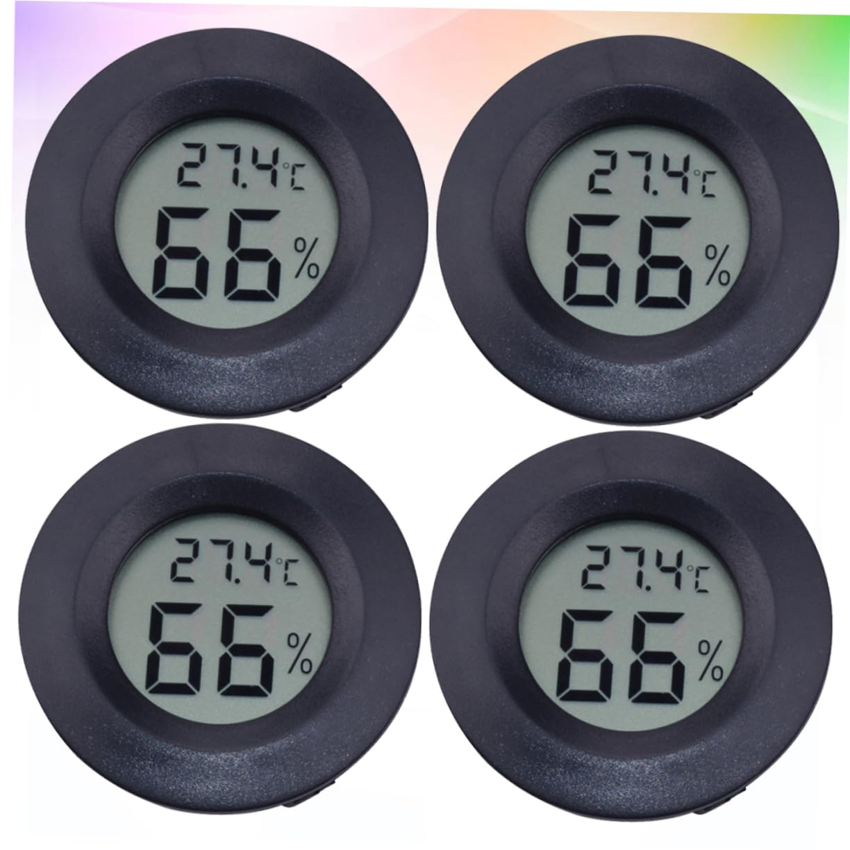 Toyvian 2 Series Termómetro Acuario Medidor De Humedad Digital Accesorios Terrario De Reptiles Vivero Interior Calibre De Humedad Para Reptiles Redondo Black 4 Piezas*2