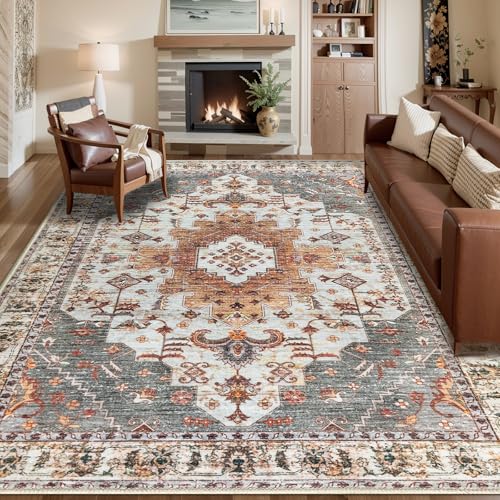 Image of Tangsoo 5x7 Washable Area Rugs for Living Room, Vintage Indoor Non Slip Rug