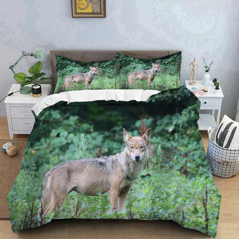 Funda nórdica de microfibra infantil con diseño de lobo para cama 90