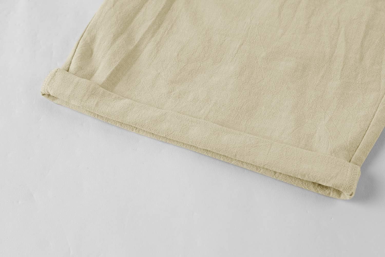 Runcati Pantalones cortos de lino para hombre, bermudas, ligeros, elásticos, informales, con 2 bolsillos
